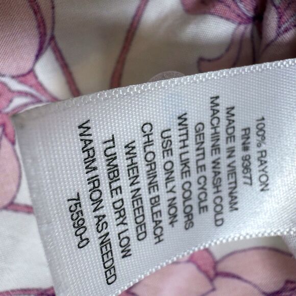 A New Approach Top Womens XL Floral White And Pink Long Sleeve‎ Rayon - Picture 5 of 12